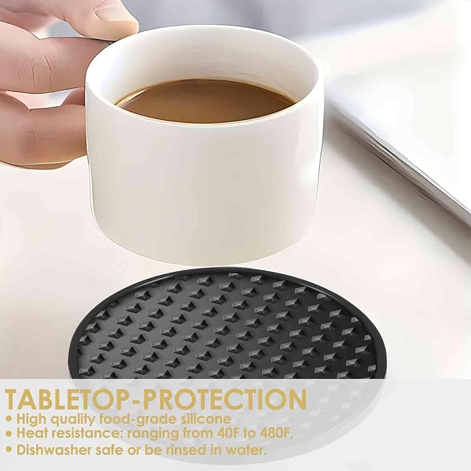 Silicone Coasters 6 Pack with Holder, Drink Coasters Set