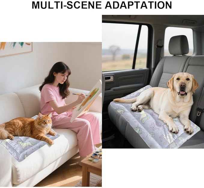 Dreamy Horse Pale Purple Removable Dog Bed Dog Crate Mat Washable Pet Pad Washable Beds for Crates Non-Slip Medium Crate Bed Kennel Beds for Crates Pet Mats Pillow Indoor Outdoor 36X24 Inch