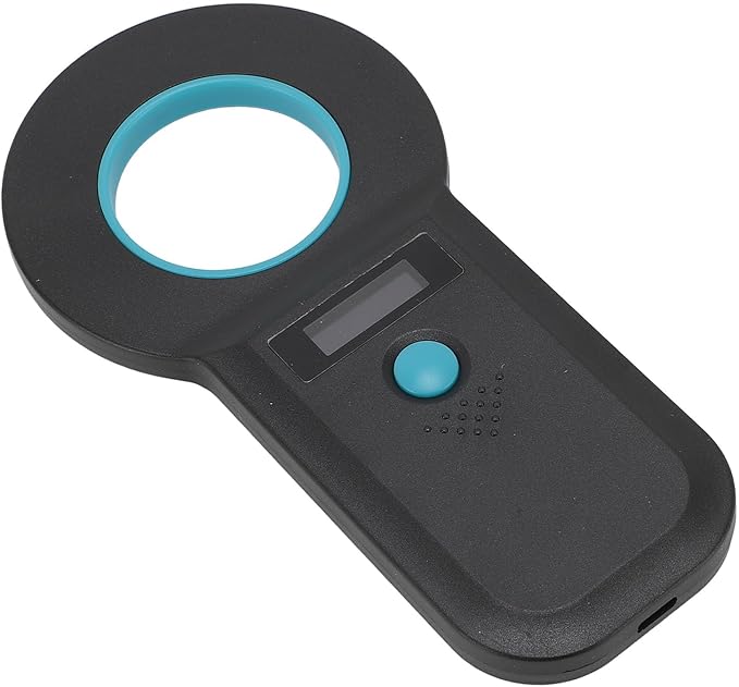 Acouto Pet Chip Scanner for Dogs and Cats - USB Microchip Reader with 15 Digits Recognition and 128 Data Storage, Compact & Portable Device (Black)