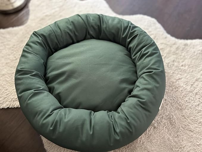 Organic Cotton Canvas Dog Bed: Removable Cover, Natural Fill - Made in USA (Sage Green, Medium 28" x 8" inches)