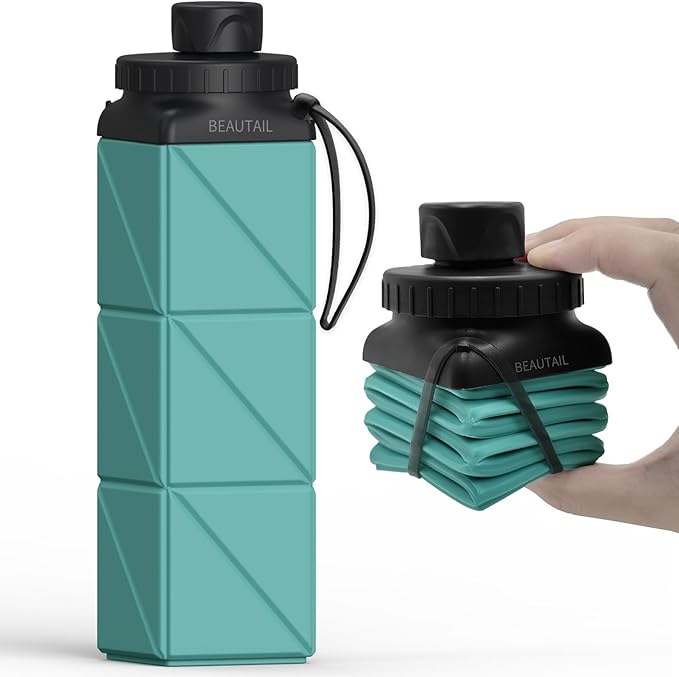 BEAUTAIL Collapsible Water Bottles 21 oz, Silicone Portable Water Bottle | BPA