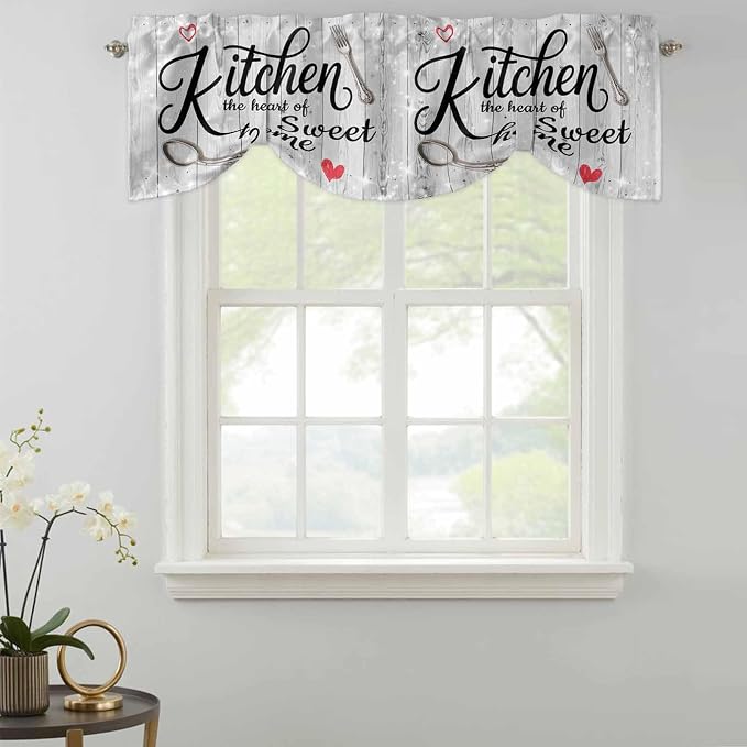 Kitchen Knife Fork Tie Up Valance Curtains