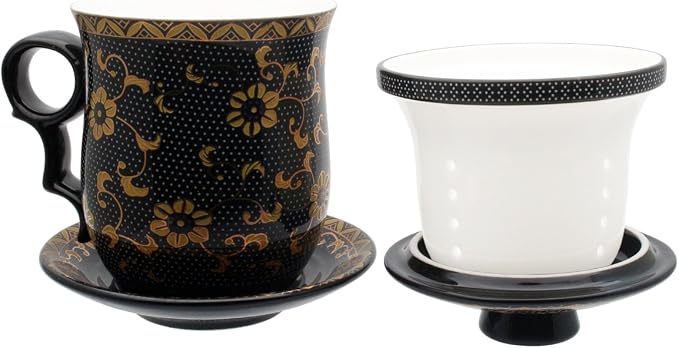 Porcelain Tea Cup with Infuser Lid and Saucer Sets