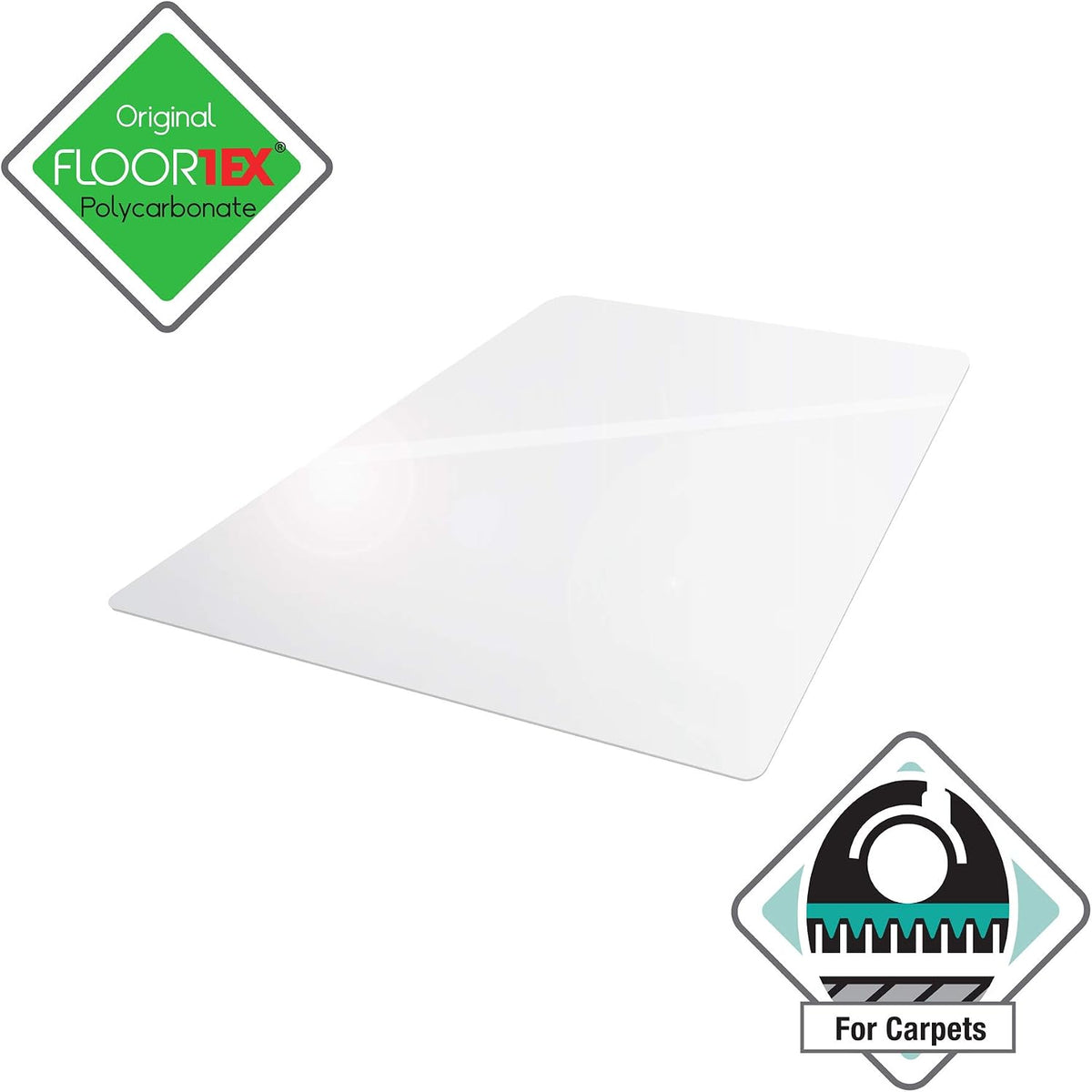 Floortex® Ultimat® Strong Polycarbonate Rectangular Chair Mat for Deep Pile Carpets - 48" x 60"