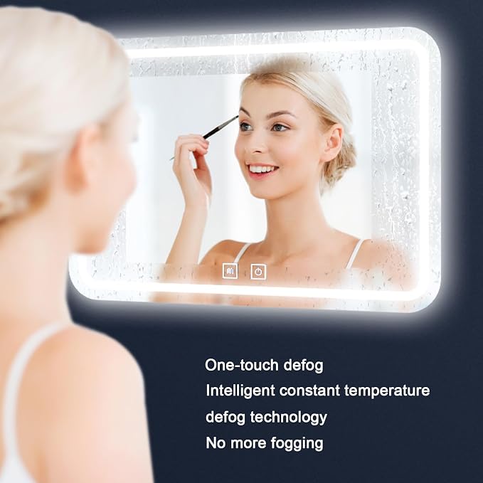 Smart Lighted Bathroom Mirror for Wall，Bathroom Mirror