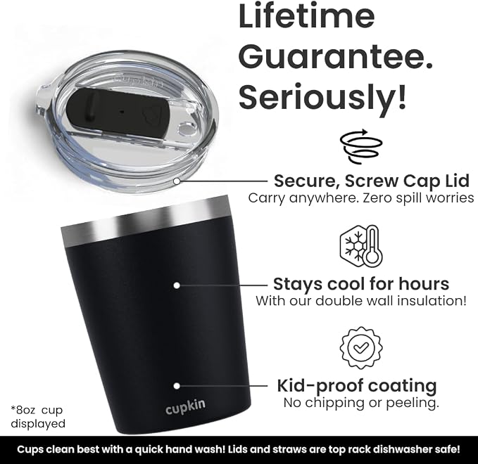 CUPKIN Toddler Tumblers, The Original 12 oz Stackable Stainless Steel Cups