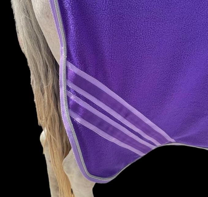 Majestic Ally Anti Pill Fleece Horse Blanket/Sheet with Silver Braided Rope (Purple, 82)