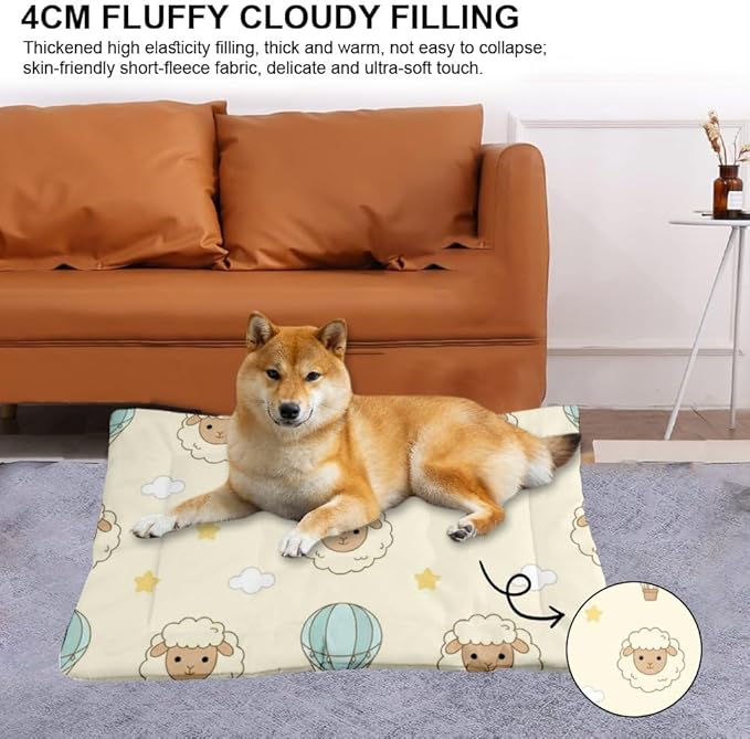 Comfy Dog Beds with Anti-Slip Bottom, Cute Animals Dog House Pad for Crate Outdoor Beds Comfortable Crate Mat Chew Proof for Indoor& Outdoor Sofa Cars, Machine Washable 24 X 18 Inch