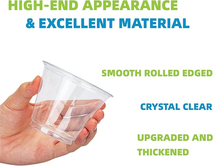 TashiBox 9 oz Crystal Clear Plastic Cups