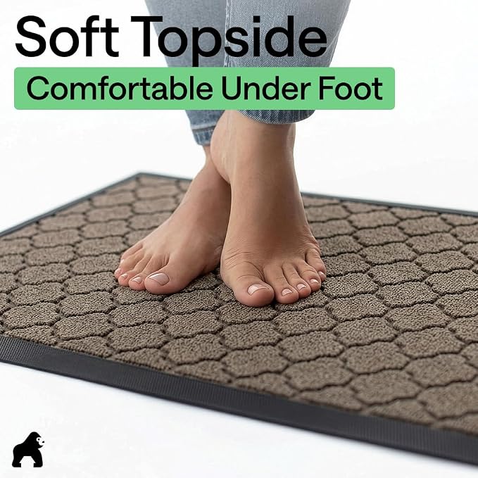GORILLA GRIP 100% Waterproof All-Season WeatherMAX Doormat, US Designed Natural