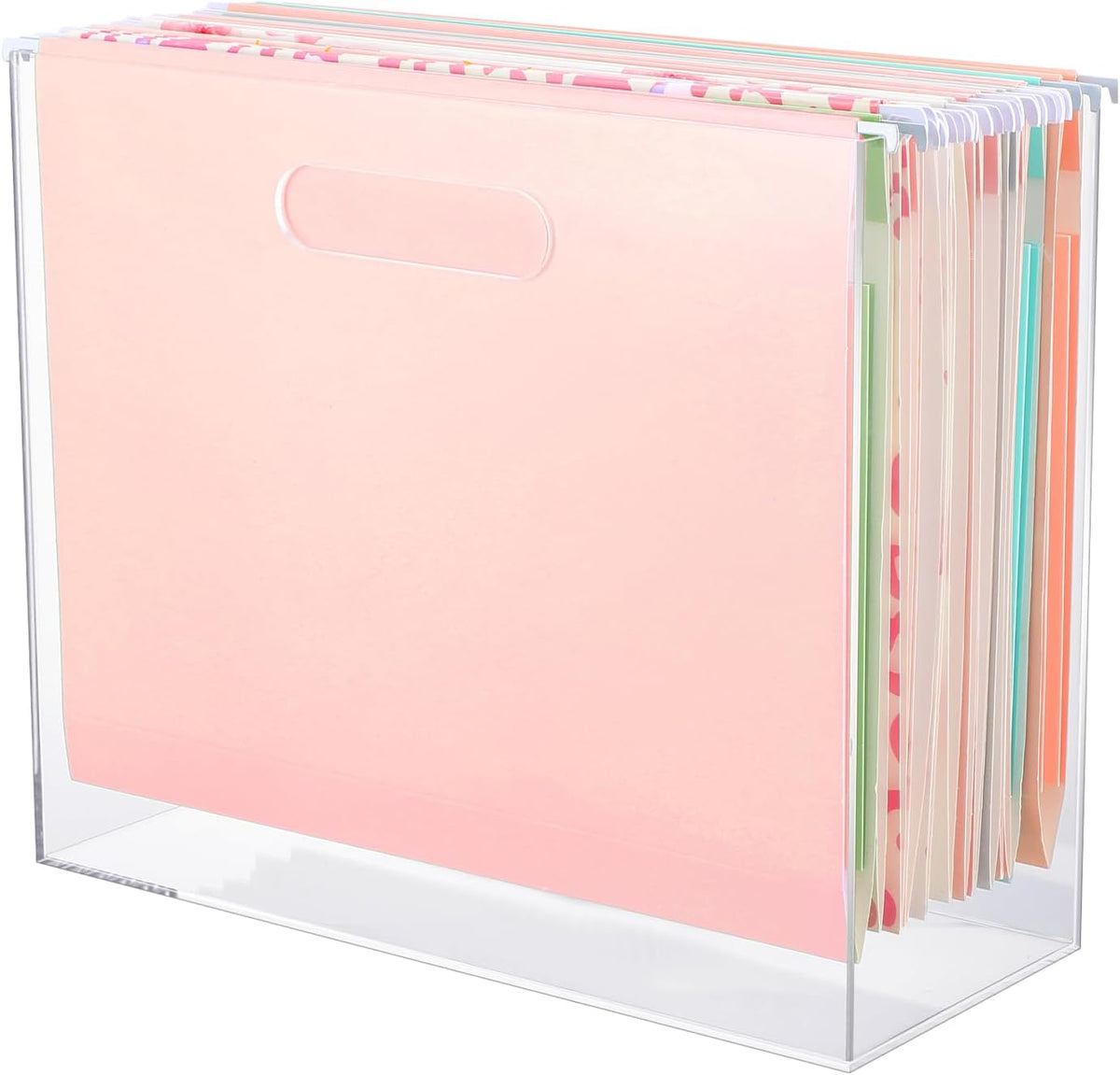 Sintuff Hanging File Organizer Box, Acrylic File Folder Organizer