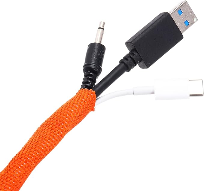 MECCANIXITY Braided Cable Sleeves Heat Shrinkable Fabric Sleeving, 1 1/4" 26ft Orange 2:1 Ratio Heat Shrinkable Cord Protector for Harness Cable, Network Cable Protection, Cable Management