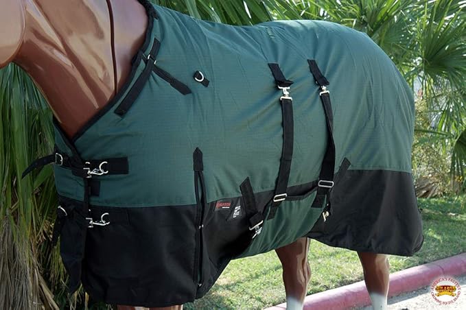 HILASON 1200D Winter Waterproof Poly Horse Turnout Blanket Belly Wrap Green | 66 in