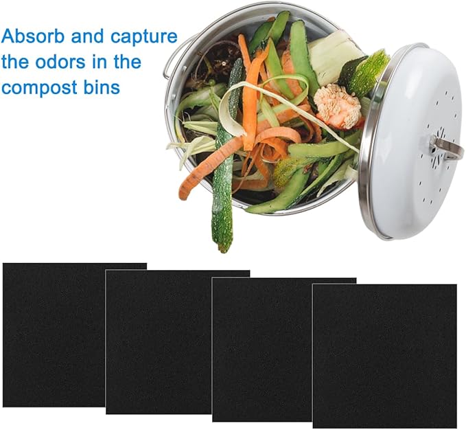 4 Pack 5inch Charcoal Filters for Kitchen Compost Bin, Compost Filters for