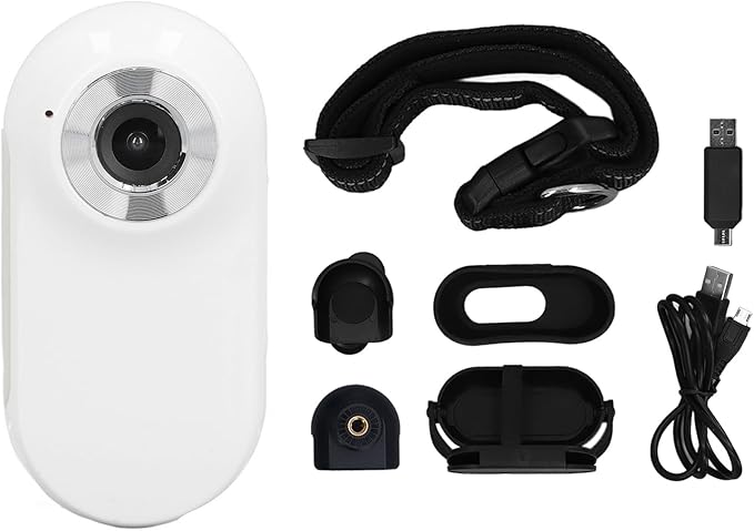 Cat Video Camera,Pet Collar Camera 120 Deg Lens OTG Connection Video Recording Adjustable Magnetic Cat Sport Camera for Outdoor 1920x1080P (White)
