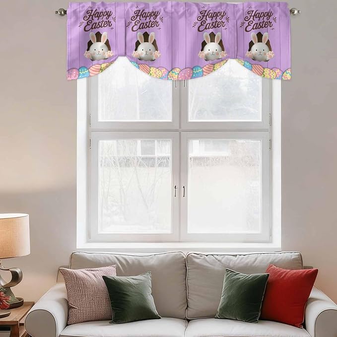 Purple Easter Tie Up Valance Curtains