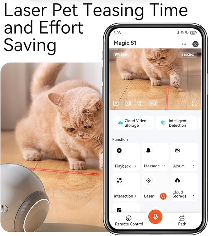 Pet Camera Robot Home Security Camera, 1080P Pet Camera, Movable Home Robot, Custom Facial Expression, Auto-Recharge, Battery-Operated, 2-Way Talk, Night Vision, APP Remote Control for Cats Dogs