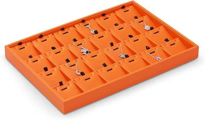 Oirlv Luxury Leather Jewelry Display Tray 24 Grid Jewelry Organizer Tray