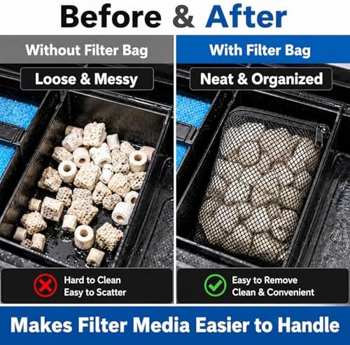 MAQIHAN 10 Pack Aquarium Filter Media Bags - Reusable Mesh Bags with Zipper