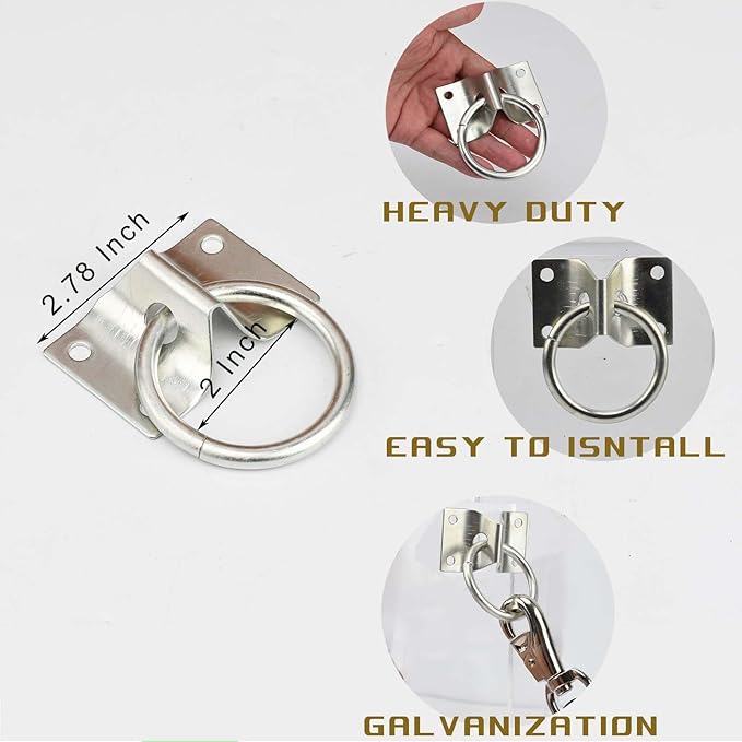 4PCS Cross Tie Ring for Horse,Block Tie Ring Hitching Ring with Screws for Horse Stall Stable