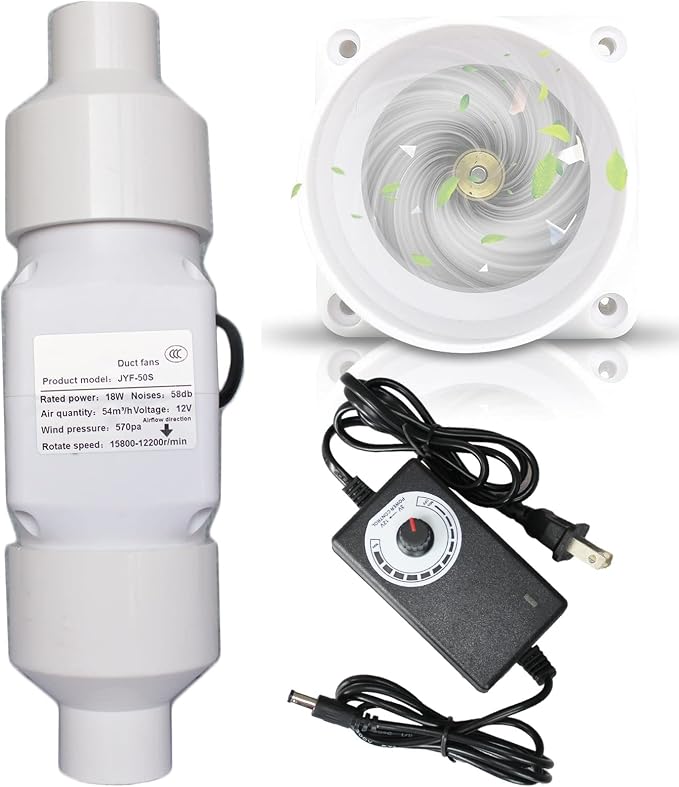Air Circulation Duct Fan 2 Inch 50Mm Inline Extractor 32Cfm Fan Air Diffuser