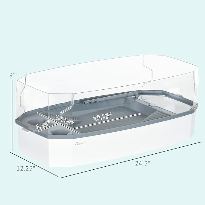 PawHut Turtle Tank Kit, Turtle Aquarium with Basking Platform, Water Pump, Filter Layer Design, Full View Visually Reptile Habitat, Easy to Clean and Change Water, Multi Functional Area