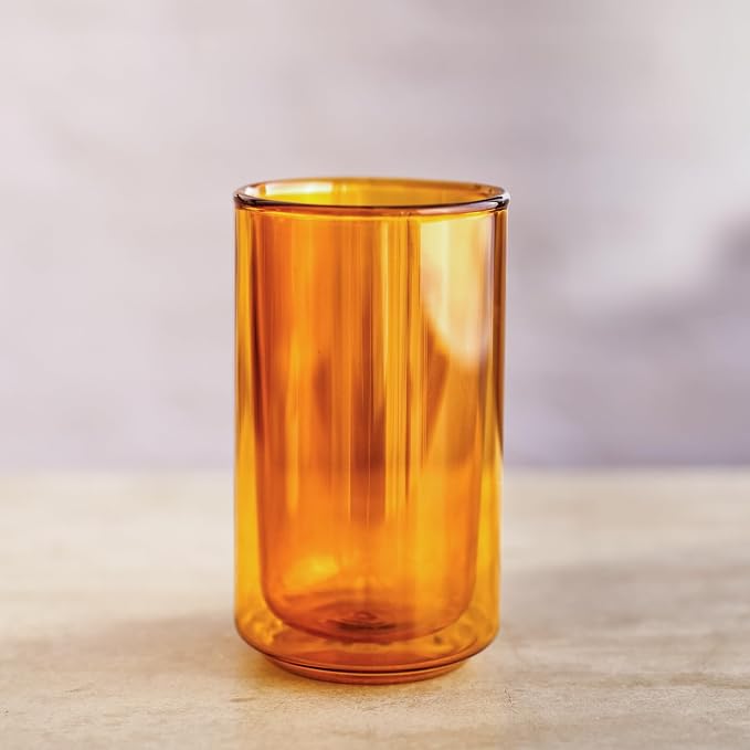 Terra Kaffe Marigold Forte 12 oz Double-Walled Coffee Glass – Borosilicate
