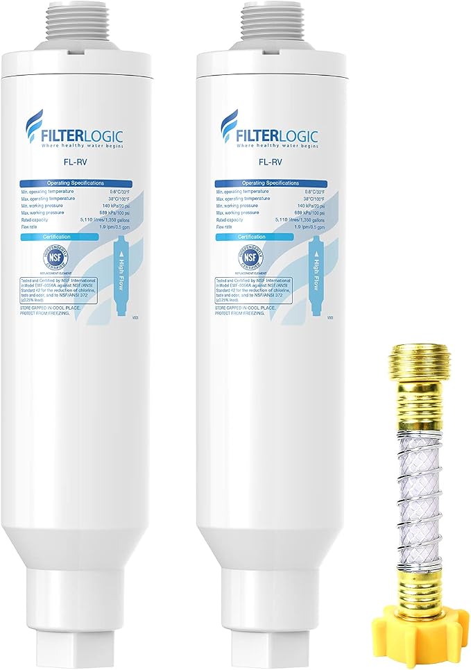 Filterlogic RV Inline Water Filter, NSF Certified, Bad Taste&Odor, Dedicated