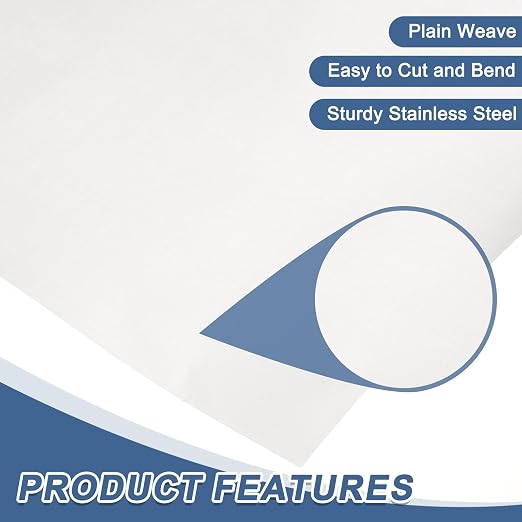 uxcell 200 Mesh 39" x 10" Woven Wire Mesh, 316 Stainless Steel Air Vent Filter
