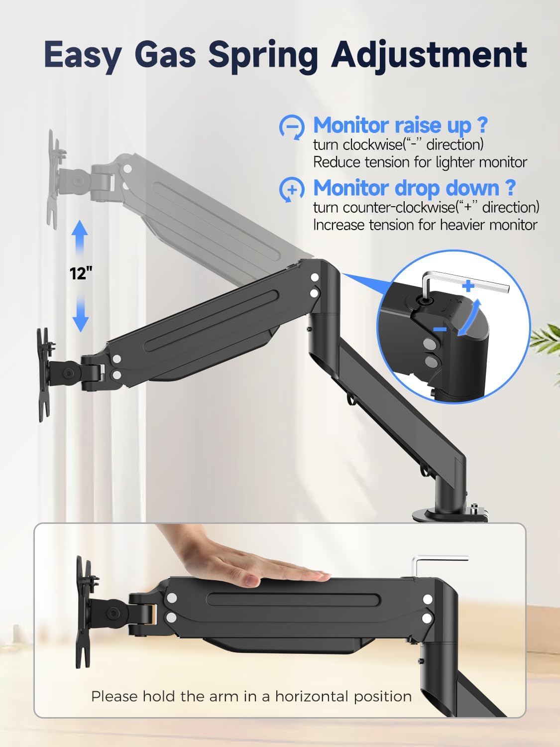 suptek Laptop Desk Mount,Fully Adjustable Monitor and Laptop Mount Stand for 13-18 Inch Notebook and 17-35 inch Monitor Screen,Holds 24.25lbs with Vented Tray