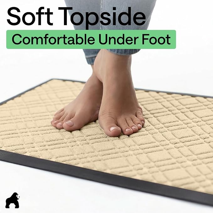 GORILLA GRIP 100% Waterproof All-Season WeatherMAX Doormat US Designed Natural