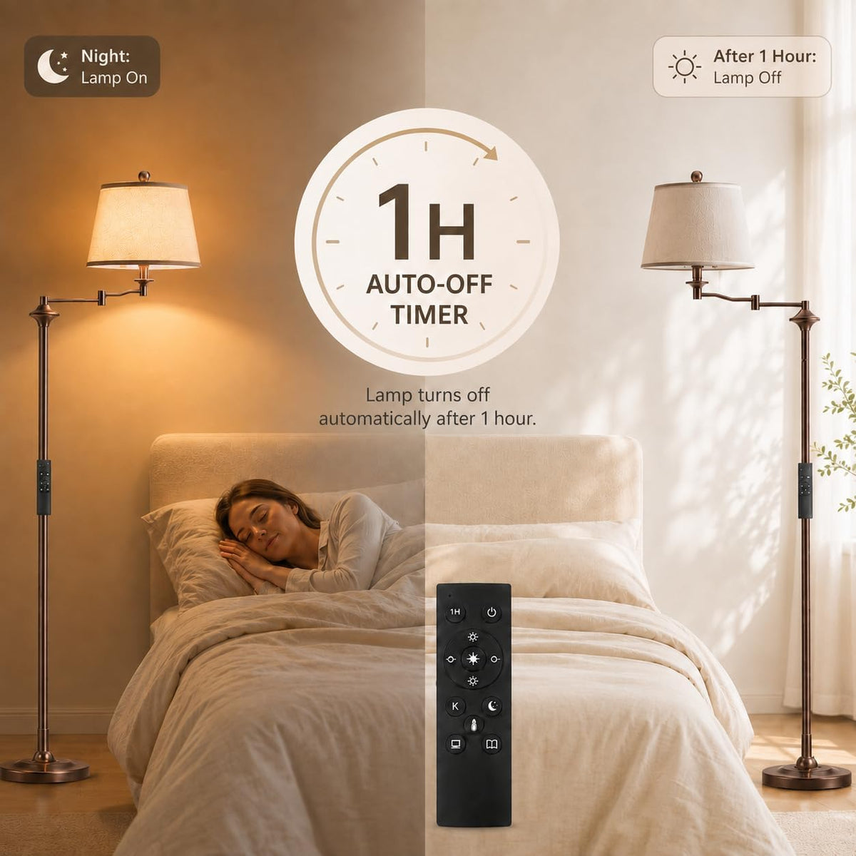 Wio-Mio Vintage Floor Lamp, 350° Adjustable Swing Arm for Living Room