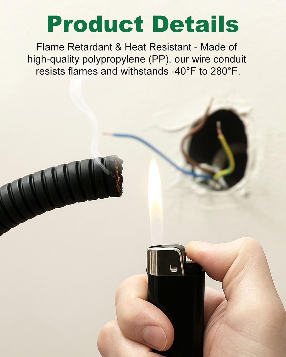MUZIK 120FT Split Wire Loom, 4pc Flame Retardant PP Cable Sleeve Management