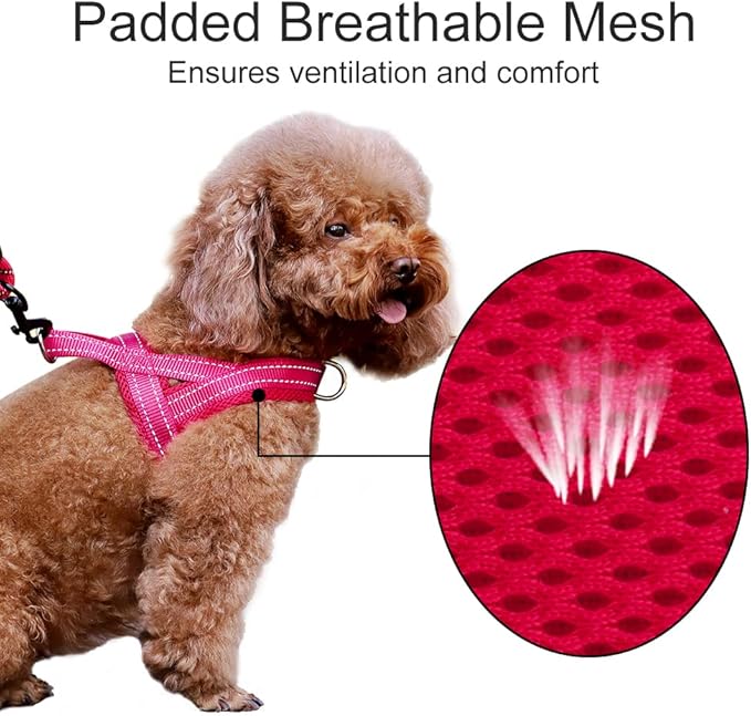 Plutus Pet No Pull Dog Harness with Breathable Mesh Padded, Adjustable Reflective Escape Proof Dog Harness, Quick Fit Dog Vest Harness for Small Medium Large Dogs(XS, Pink)