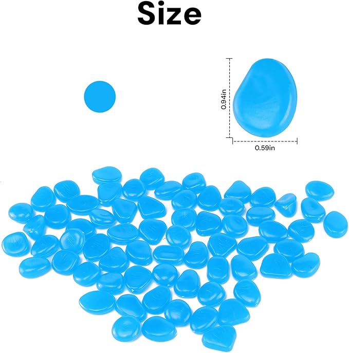 Oubest Glow in The Dark Rocks Glow Pebbles Outdoor Bulk Blue Decorations Stones for Garden Fish Tank Aquarium Walkway Plant Pots (500, Blue)
