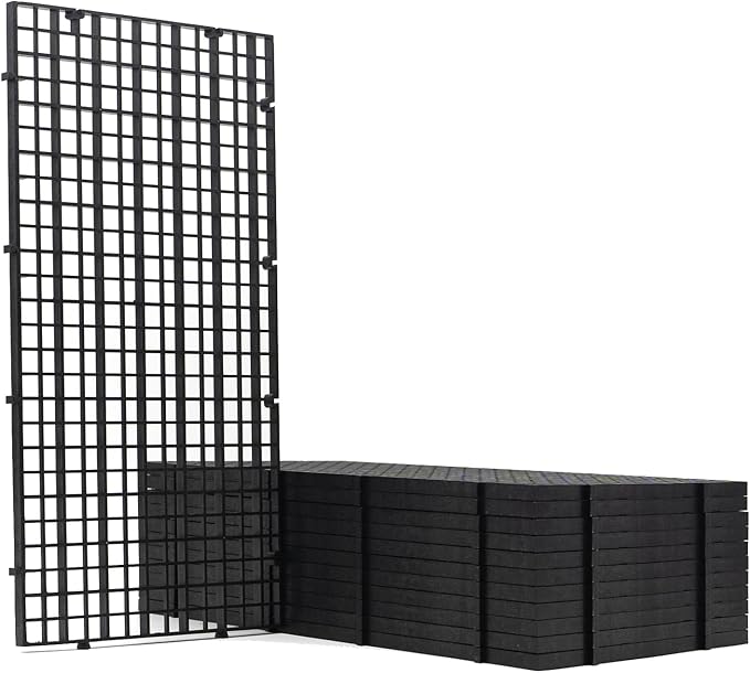 LINLAN 12 Pieces 5.9x11.8in (15X30cm) Aquarium Grid Plastic, Fish Tank Divider, Egg Crate for DIY Filtration and Bottom Protection in Aquascaping (Black-No Accessories)