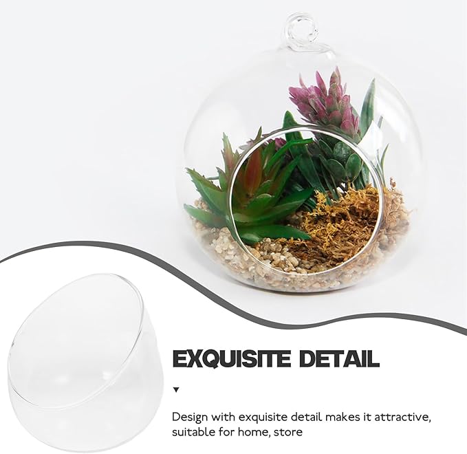 DOITOOL Slant Cut Bowl Glass Vase, Clear Terrarium Bowl Candy Dish Fruit Jar, 4.7" W x 4" H, Small Round Planter Table Centerpiece, Use for Succulents, Cacti, Air Plants, Moss, Terrariums, Candy