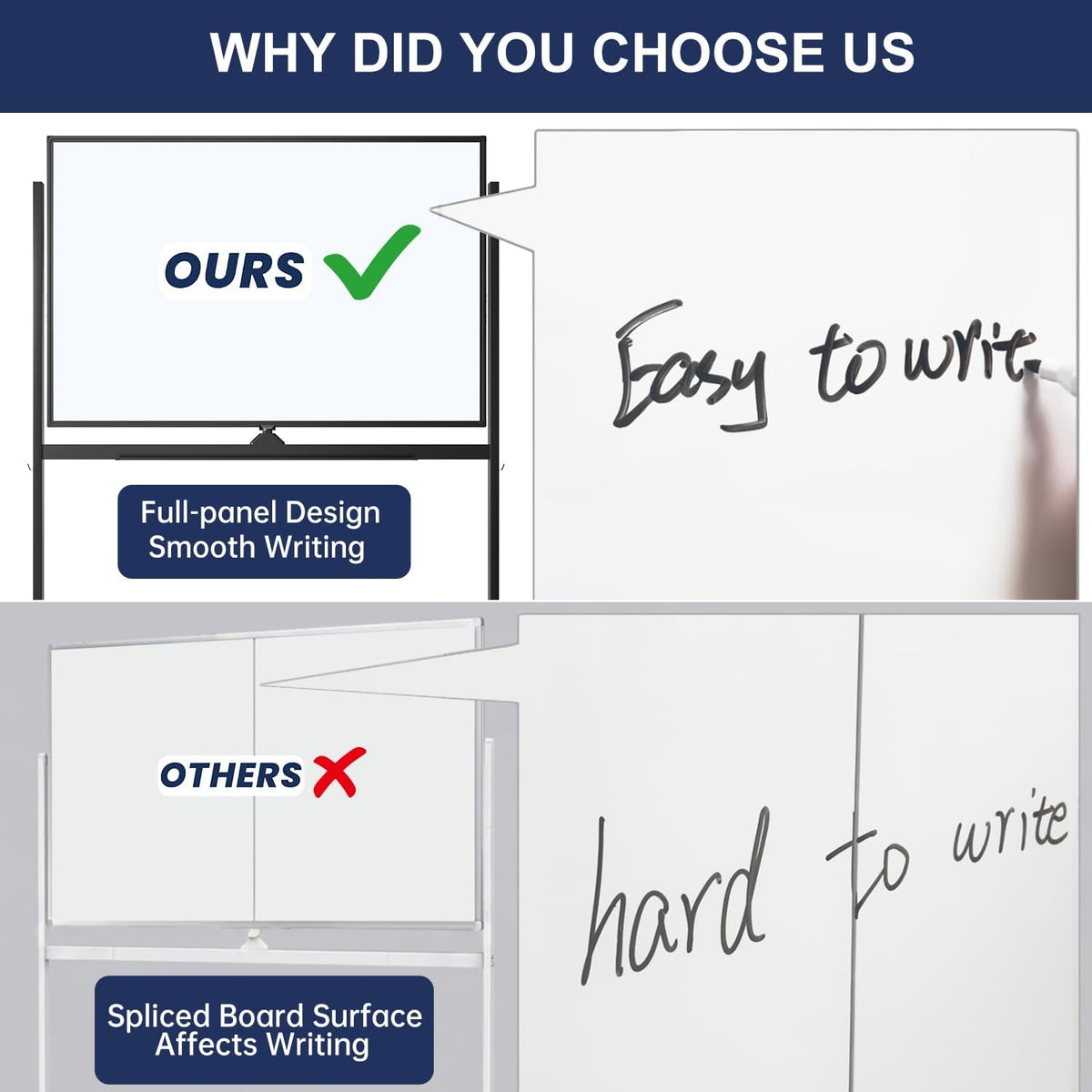 TSJ OFFICE Large Rolling Whiteboard - Dry Erase Magnetic 48 x 32 Inches White Board Height Adjust Double Sides Mobile Portable Easel on Wheels, Dry Erase Board with Stand for Office, Home & Classroom