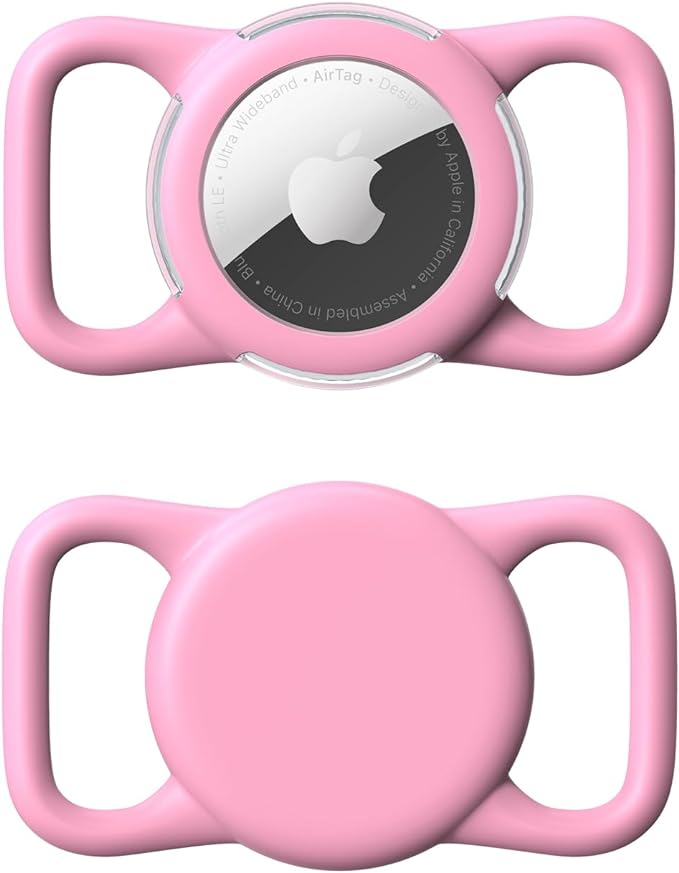 Waterproof Airtag Holder for Dog Collar, Soft Full-Body Protective Airtag Holder for Dog & Cat Collars, Ultra-Durable, Easy Installation, Lightweight Clear Airtag Case (Pink, Regular)