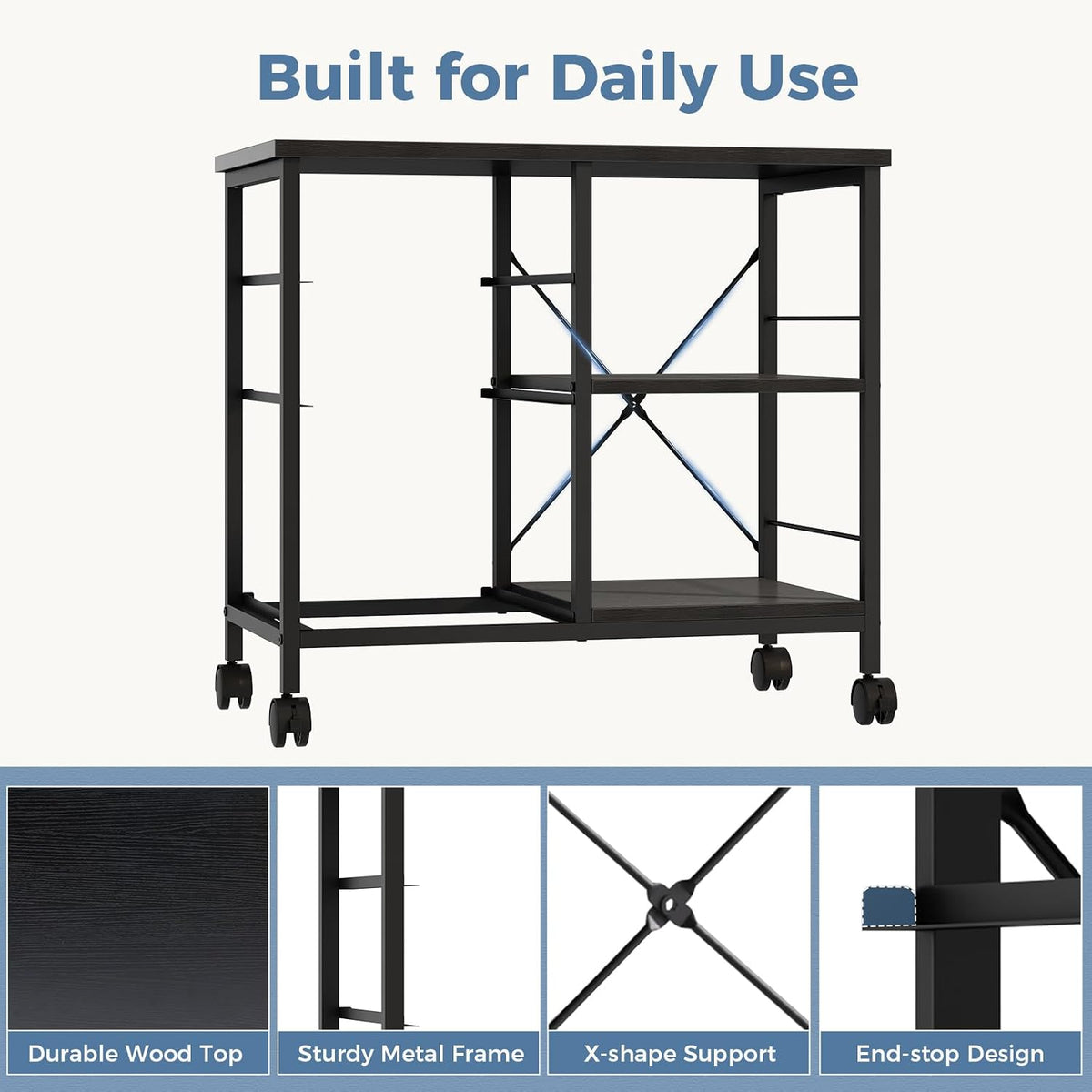 OLIXIS Mobile File Cabinet with 3 Drawers, Rolling Under Desk Storage