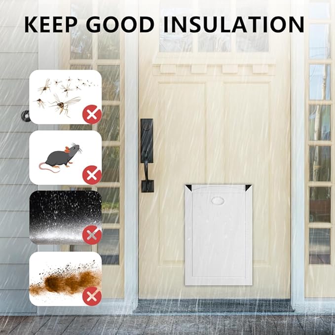[MAVRICPOWER] Aluminum Medium Dog Door for Door, Doggy Door with 2 Sliding Lock Panels, Doggie Door for Medium Dogs Up to 30 lbs