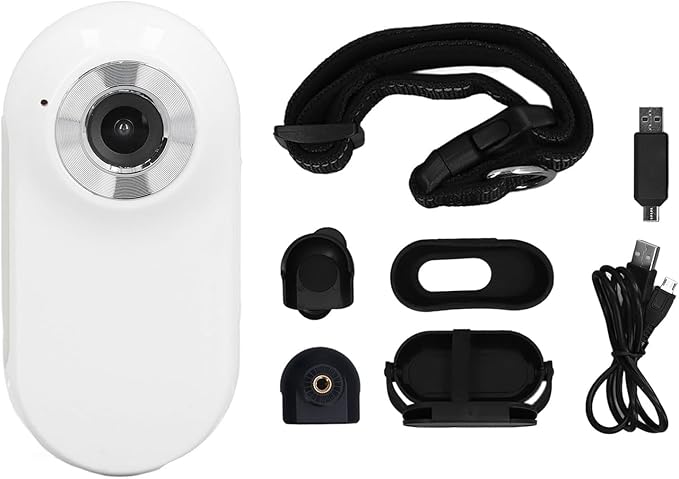 1080p Cat Camera with 120° Lens, Adjustable Magnetic Pet Collar Cam for Outdoor Use, OTG Connection, Perfect for Pet Sports Recording White