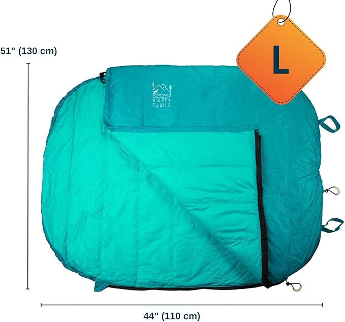 Ultralight Dog Sleeping Bag for Backpacking-Outdoor Dog Bed for Hiking-Packable Sleeping Bag for Dogs-Dog Travel Bed (Glacial Blue | Large)