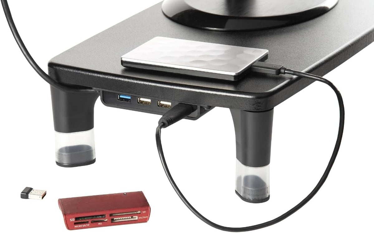 3M Monitor Computer Stand, 21.6 in x 9.4 in, 4 Port USB Hub