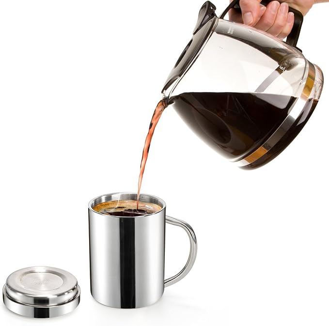 Yesland 2 Pack 13.5 oz Stainless Steel Double-Walled Metal Mugs