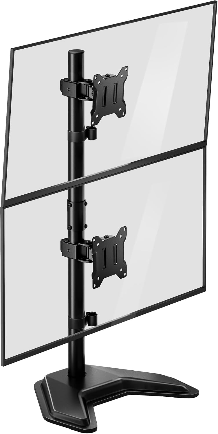 monTEK Freestanding Stacked Dual Monitor Stand for 17-32", 22 lbs Each