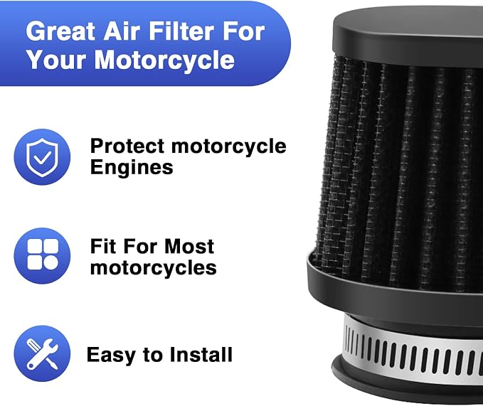 2PCS Motorcycle Air Filter Universal 45MM Replacement Engine Filter High