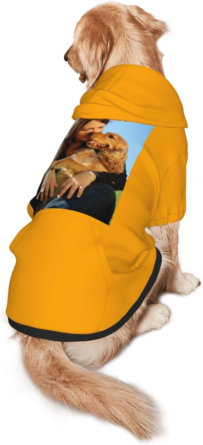 Custom Dog Hoodie Add Your Design Soft & Warm Personalized Photo Text Logo Name Dog Clothes for Puppy Sweatshirt Hooded for Small Medium Large Dogs Girl/Boy Cats Orange