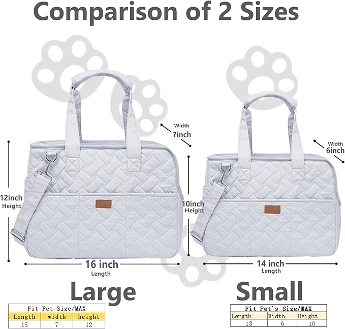 Grey Small Puppy Carrier Purse,Woman Style Pets Bag for Cat Kittens Multiple Pockets,Breathable Mesh Soft Cushion,Travel Outdoor Picnic Pets Totes,MAX 6 lb (Grey, Small)