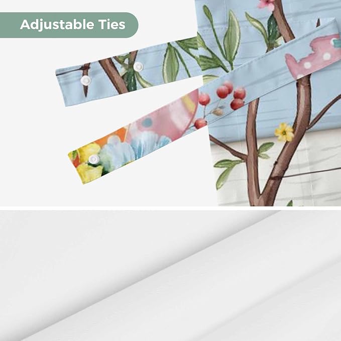 Easter Tie Up Valance Curtains for Windows, Kitchen Curtains Window Shades